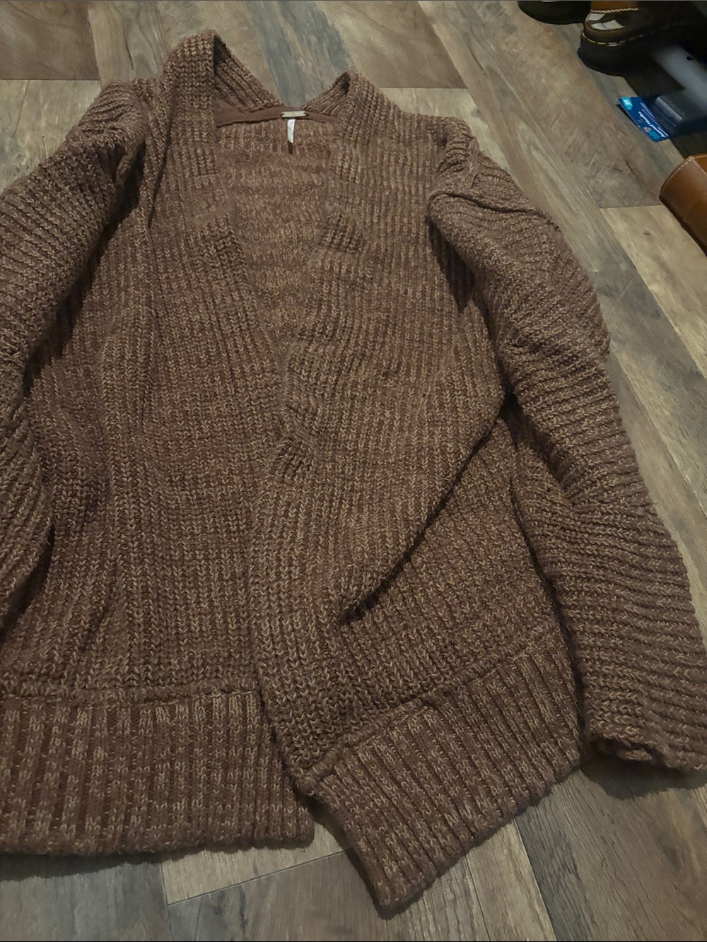 Free People Chunky Rust Brown Open-Front Cardigan - Picture 4 of 6